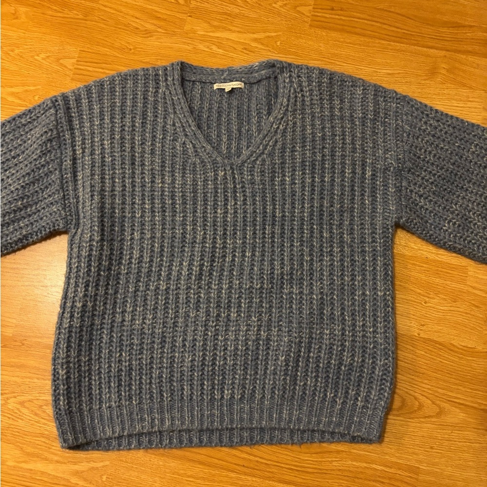 Rebecca Minkoff Blue V-Neck Chunky knit Sweater, size XS cozy, heavy, loose fit